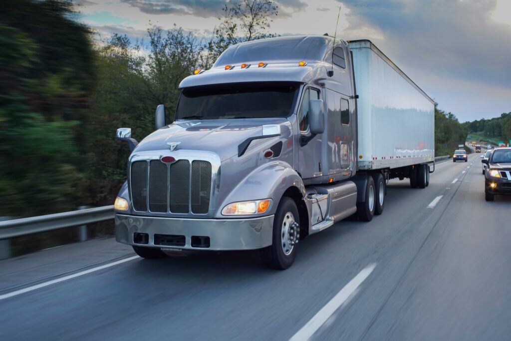 Appraised commercial truck on highway