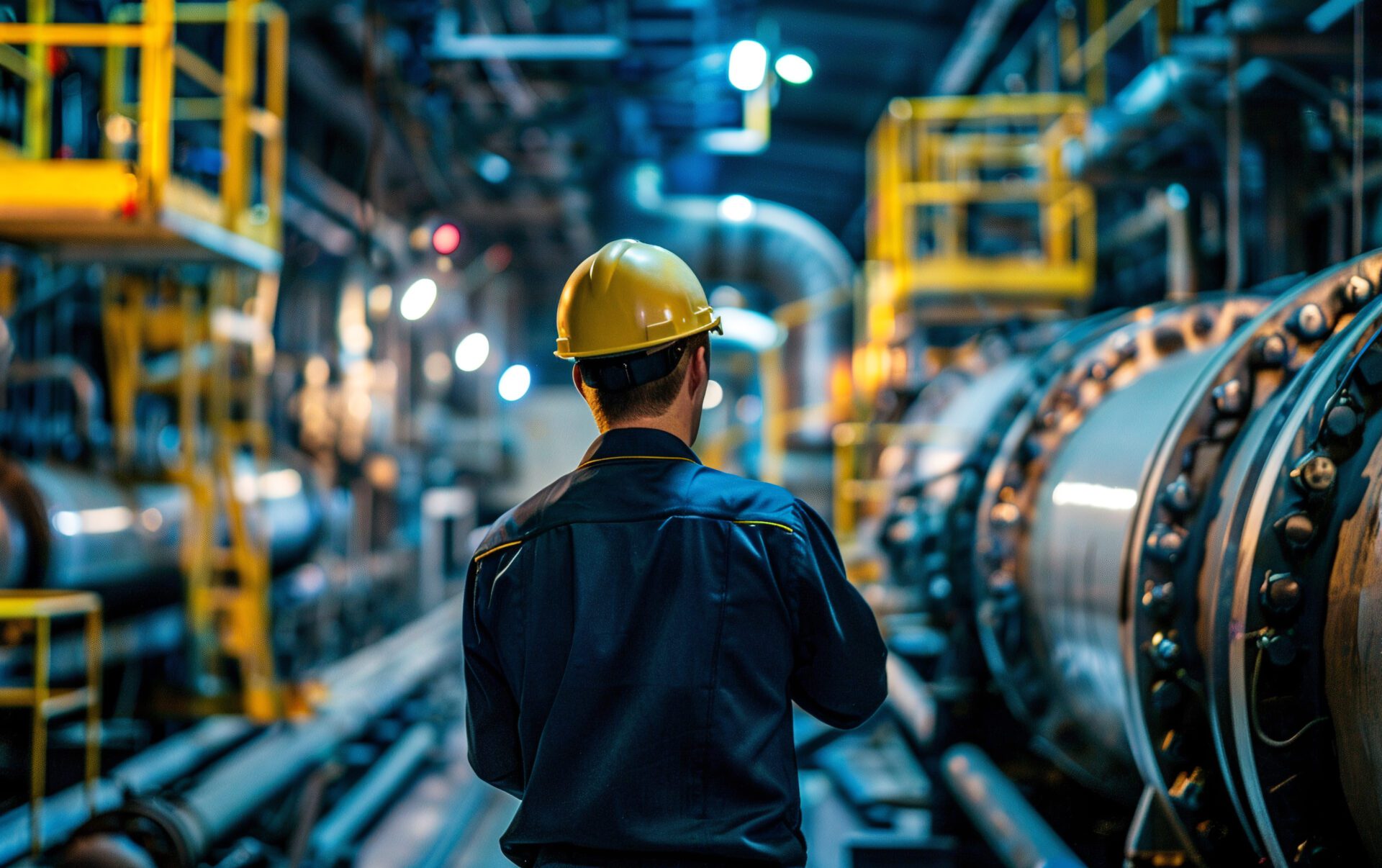 Man in factory performing equipment appraisal